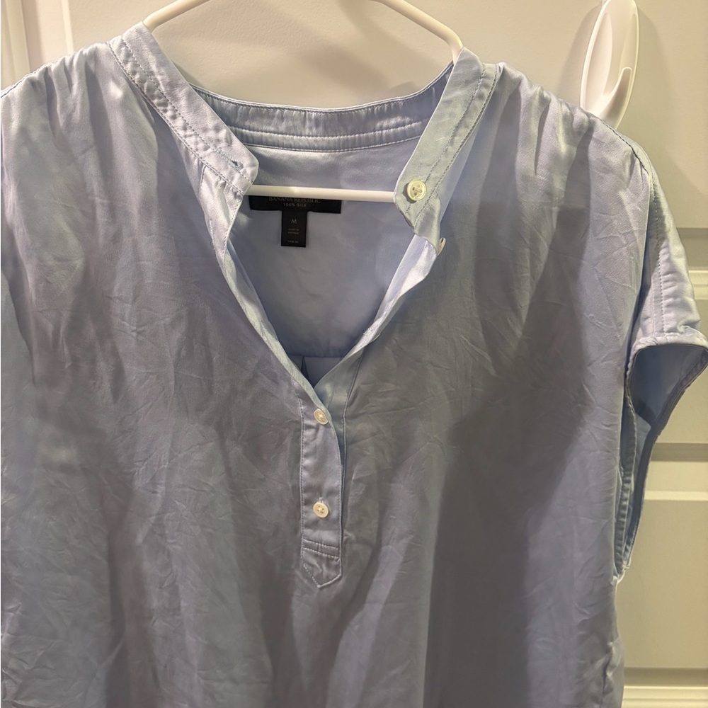 Banana Republic Sky Blue Button-Up Blouse